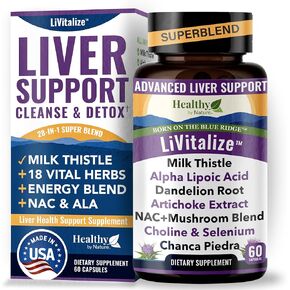28-in-1 Liver Health Support with Milk Thistle – Liver Cleanse & Detox Supplement - Dandelion Root NAC Alpha Lipoic Acid Artichoke Extract Reishi Chaga Turkey Tail Mushroom Formula 1540mg, 60 Capsules