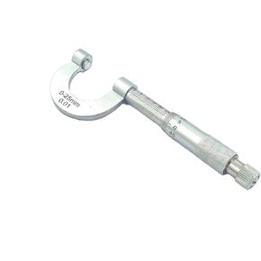Economical Outside Micrometer, Chrome Plated Finish, Ratchet Stop, 0-25 mm Range