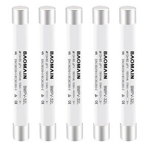 Baomain 1500VDC Solar PV Fuse, gPV-Type Fuse Link, Wire Fusible 10 x 85 mm 50kA Photovoltaic Fuses, BMPV-32L CE Pack of 5 (4 A, Ceramic)
