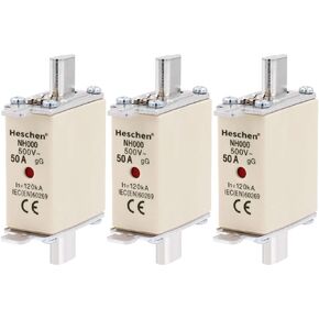 NH Fuse Link NH000 50A gG Front Indicator Combination Detector Pack of 3