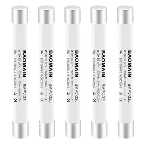 Baomain 1500VDC Solar PV Fuse, gPV-Type Fuse Link, Wire Fusible 10 x 85 mm 50kA Photovoltaic Fuses, BMPV-32L CE Pack of 5 (5 A, Ceramic)