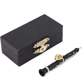 Oboe Brooch, Vintage Oboe Shape Design Pin Brooch Mini Musical Instrument Craft Clothing Decoration Fashion Lapel with Storage Box for Anniversarry Gift Birthday Present