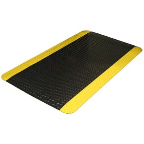 Durable Corporation-442S35BKY Vinyl Diamond-Dek Sponge Industrial Anti-Fgue Floor Mat, 3' x 5', Black with Yellow Border
