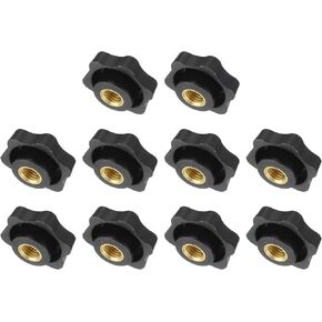 uxcell 10Pcs M10 Star Knob Knurled Thread Clamping Knob Plastic Screw-On 6 Star Knob Handle Replacement for Umbrella Base Machinery