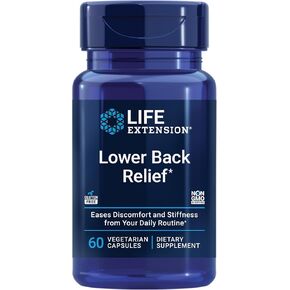 Life Extension Lower Back Relief, Chinese Chaste Tree, Ginger Extract, for Lower Back discomfort and Occasional Stiffness, Non-GMO, Gluten Free, Vegetarian, 60 Capsules