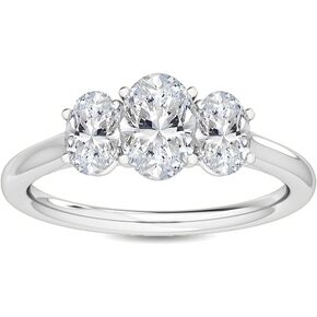 3 Three Stone Oval Diamond Engagement Ring Platinum (H-I Color VS1-VS2 Luxury Collection)