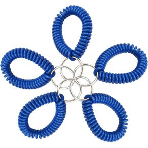 Wrist Coil with Split Key Ring, Blue, PK5