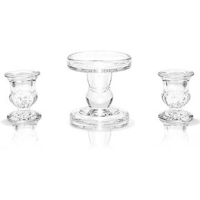 Unity Candle Holder - Glass Candle Holders for Pillar Candles Taper Candles, Glass Candlestick Holders Set of 3, Decorative Clear Glass Candlestick Holder for Wedding Table Dinning Church Centerpiece