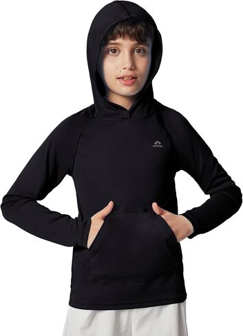 قمصان سباحة بأكمام طويلة للأولاد من Rash Guard بعامل حماية من أشعة الشمس فوق البنفسجية 50+، قميص صيد بغطاء للرأس مع جيب للأطفال in Saudi Arabia