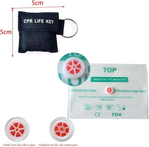 100 قطعة/الحزمة سلسلة مفاتيح حاجز CPR مع Cpr Face Shield CPR Life Key لتدريب CPR Aed باللون الأسود in Kuwait