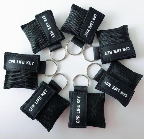 100 قطعة/الحزمة سلسلة مفاتيح حاجز CPR مع Cpr Face Shield CPR Life Key لتدريب CPR Aed باللون الأسود in Kuwait