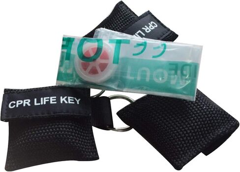 100 قطعة/الحزمة سلسلة مفاتيح حاجز CPR مع Cpr Face Shield CPR Life Key لتدريب CPR Aed باللون الأسود in Kuwait
