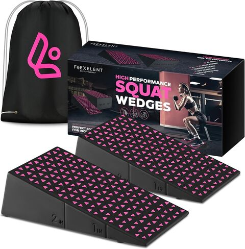 Squat Wedge Block Pair, Calf Stretcher Slant Board for Squats, Calf Raise Block, Anti-Slip Heel Elevated Squat Wedge, ATG Equipment, 17° Incline, 3.5x5.9x12.2, Backpack Included in Saudi Arabia