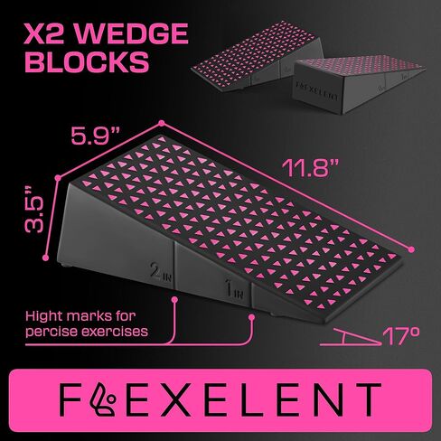 Squat Wedge Block Pair, Calf Stretcher Slant Board for Squats, Calf Raise Block, Anti-Slip Heel Elevated Squat Wedge, ATG Equipment, 17° Incline, 3.5x5.9x12.2, Backpack Included in Saudi Arabia
