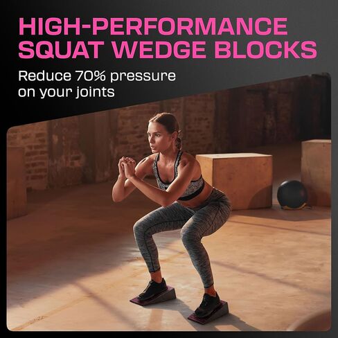 Squat Wedge Block Pair, Calf Stretcher Slant Board for Squats, Calf Raise Block, Anti-Slip Heel Elevated Squat Wedge, ATG Equipment, 17° Incline, 3.5x5.9x12.2, Backpack Included in Saudi Arabia
