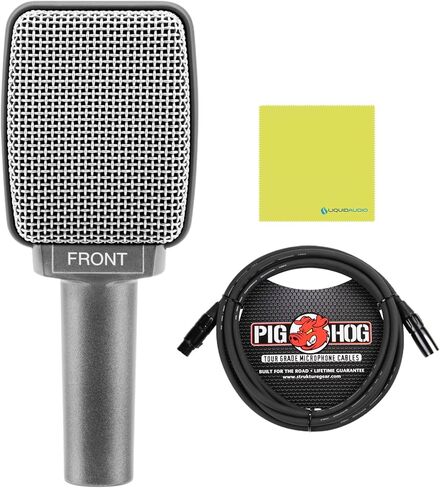 Liquid Audio Sennheiser E 609 Silver Supercardioid Dynamic Guitar Microphone Bundle w/Pig Hog PHM10 8mm Mic Cable Polishing Cloth in Saudi Arabia