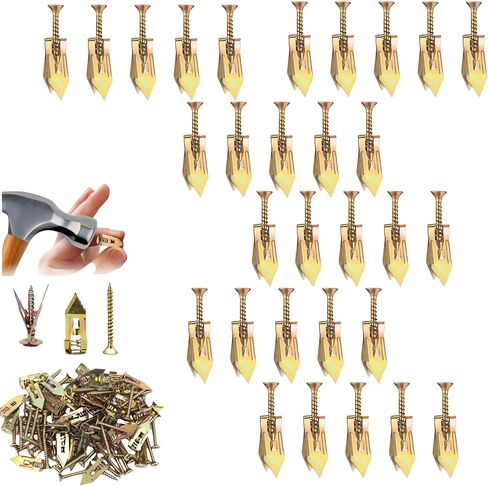 100PC Self-Drilling Drywall Anchors with Screws Zinc Plated Steel Hollow Wall Anchors and Screws, No Drill Or Holes in Wall for Fixing TV, Shelf, Cabinet, Curtains, Calligraphy in Saudi Arabia