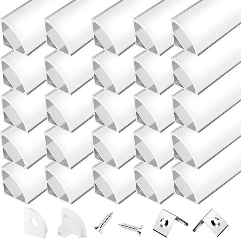 V Shape LED Strip Channel Diffuser System, 30 Pack 3.3ft /1Meter Aluminum Channel Profile Track with Milky Cover, Mounting Kit - Easy Cut and Installation Indoor/Outdoor Use in Saudi Arabia