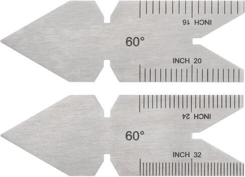 2pcs Center Gauge 60° US Standard Thread Cutting Angle Gauge, Stainless Steel Lathe Cutting Tool, Thread Pitch Increment 16/20/24/32thd in Saudi Arabia