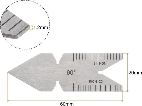 2pcs Center Gauge 60° US Standard Thread Cutting Angle Gauge, Stainless Steel Lathe Cutting Tool, Thread Pitch Increment 16/20/24/32thd in Saudi Arabia