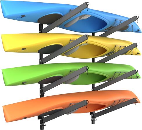 Adjustable Kayak Rack, Sup Storage Stand, Weatherproof Canoe Holder, Heavy Duty Paddleboard Bracket, Anti-Rust Surfboard Bracket, Kayak Wall Mount for Outdoor Organizer - 4 Levels in Saudi Arabia