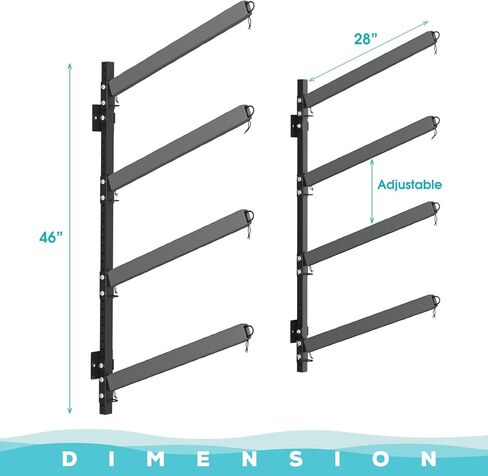 Adjustable Kayak Rack, Sup Storage Stand, Weatherproof Canoe Holder, Heavy Duty Paddleboard Bracket, Anti-Rust Surfboard Bracket, Kayak Wall Mount for Outdoor Organizer - 4 Levels in Saudi Arabia