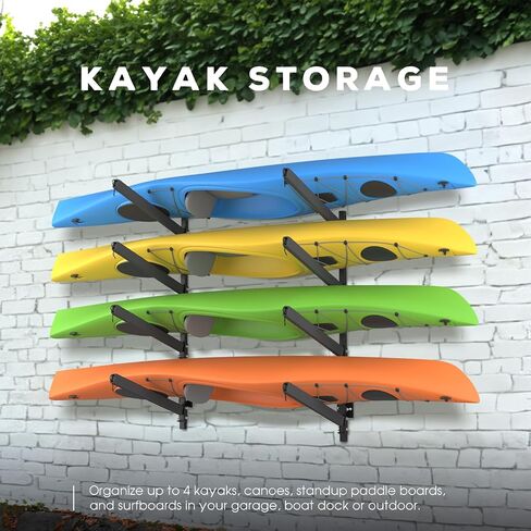 Adjustable Kayak Rack, Sup Storage Stand, Weatherproof Canoe Holder, Heavy Duty Paddleboard Bracket, Anti-Rust Surfboard Bracket, Kayak Wall Mount for Outdoor Organizer - 4 Levels in Saudi Arabia