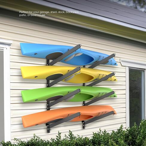 Adjustable Kayak Rack, Sup Storage Stand, Weatherproof Canoe Holder, Heavy Duty Paddleboard Bracket, Anti-Rust Surfboard Bracket, Kayak Wall Mount for Outdoor Organizer - 4 Levels in Saudi Arabia