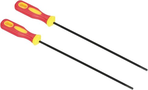 PATIKIL Chainsaw Chain Sharpening File, 2 Pack 3/16-Inch (4.8 Mm) Round Chain Saw Sharpener File with Plastic Handle for Chainsaw, Red Yellow in Saudi Arabia