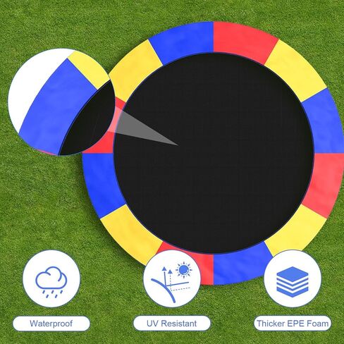 وسادة أمان بغطاء زنبركي للترامبولين، 8 أقدام و12 قدمًا و14 قدمًا و15 قدمًا بديلة لبطانة الترامبولين متعددة الألوان، ملحقات ترامبولين مقاومة للماء والتمزق in Kuwait