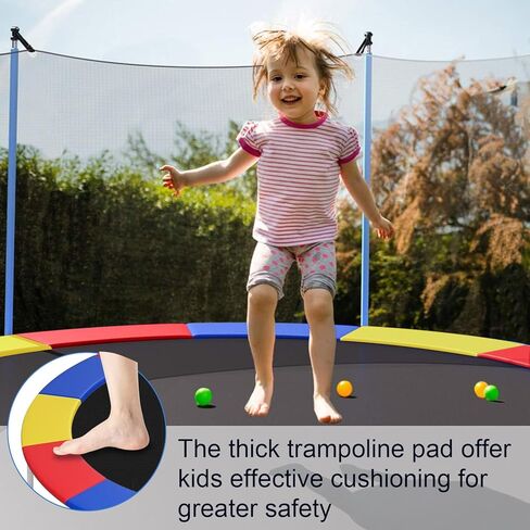 وسادة أمان بغطاء زنبركي للترامبولين، 8 أقدام و12 قدمًا و14 قدمًا و15 قدمًا بديلة لبطانة الترامبولين متعددة الألوان، ملحقات ترامبولين مقاومة للماء والتمزق in Kuwait