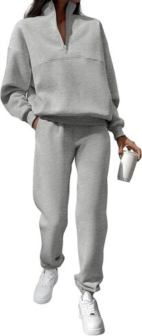 BTFBM Womens 2 Piece Sweatsuit Sets Fall Outfits Tracksuits 2024 Long Sleeve Half Zip Sweatshirt Sweatpants Lounge Set in Saudi Arabia