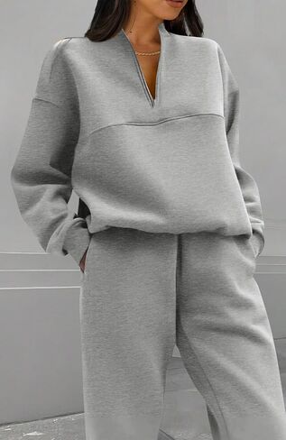 BTFBM Womens 2 Piece Sweatsuit Sets Fall Outfits Tracksuits 2024 Long Sleeve Half Zip Sweatshirt Sweatpants Lounge Set in Saudi Arabia