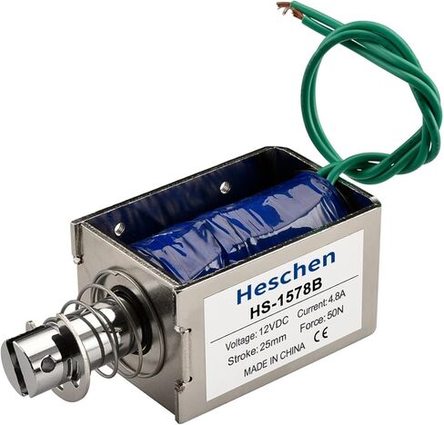 Solenoid Electromagnet, HS-1578B, DC12V 4.8A, 25mm Stroke, Force 50N, Push Pull Type, Open Frame, Linear Motion in Saudi Arabia