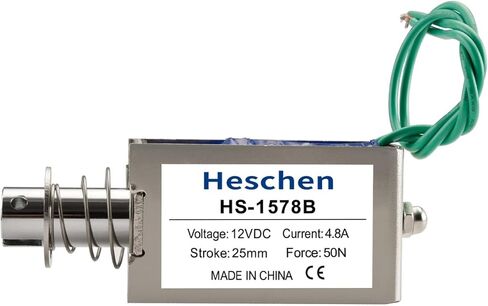 Solenoid Electromagnet, HS-1578B, DC12V 4.8A, 25mm Stroke, Force 50N, Push Pull Type, Open Frame, Linear Motion in Saudi Arabia