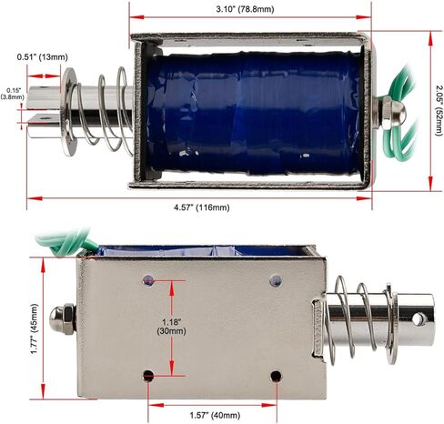 Solenoid Electromagnet, HS-1578B, DC12V 4.8A, 25mm Stroke, Force 50N, Push Pull Type, Open Frame, Linear Motion in Saudi Arabia
