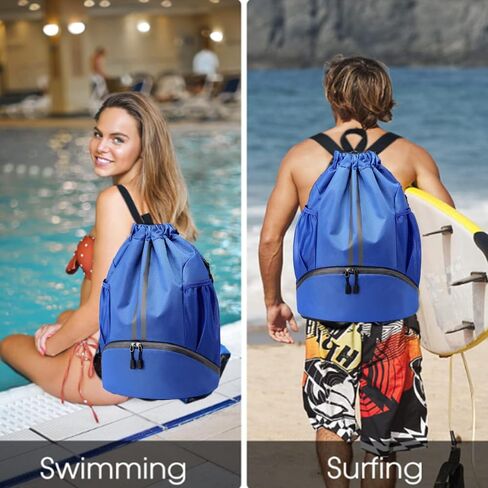 K Y KANGYUN Swim Bag Sports Drawstring Backpack Gymbag- Sackpack Shoes Compartment Wet Proof Pocket String Bag for Travel Men in Saudi Arabia