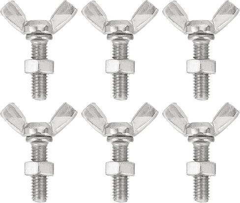 uxcell 6pcs M6-1x20mm Wing Butterfly Screws Bolts with 6pcs Nuts, 304 Stainless Steel Wing Bolt Thumb Hand Screws Butterfly Screws in Kuwait