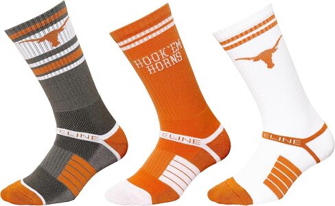 جوارب Strideline NCAA Crew | بطانة غزل رباعية الطبقات، ضغط مباشر وبطانة مخصصة - (متوسط-كبير، 3 عبوات) in Kuwait