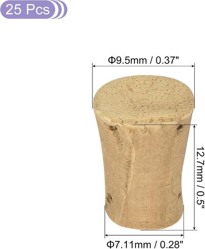 MECCANIXITY Tapered Cork, 9.5x7.11x12.7mm Natural Wooden Leakproof Soft Cork Stoppers for Wine Beer Bottle Crafts Corks Plug Replacement Laboratory Supplies, Light Wood Color, Pack of 25 in Saudi Arabia