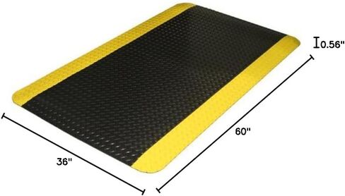 Durable Corporation-442S35BKY Vinyl Diamond-Dek Sponge Industrial Anti-Fgue Floor Mat, 3' x 5', Black with Yellow Border in Saudi Arabia