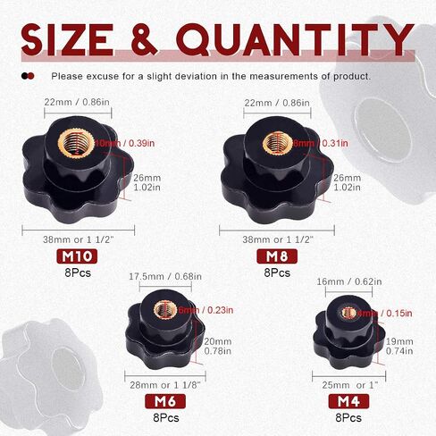 Hilitchi Plastic Screw On Type Knurled Clamping Nuts Knob Handle Star Knob Assortment Kit in Saudi Arabia