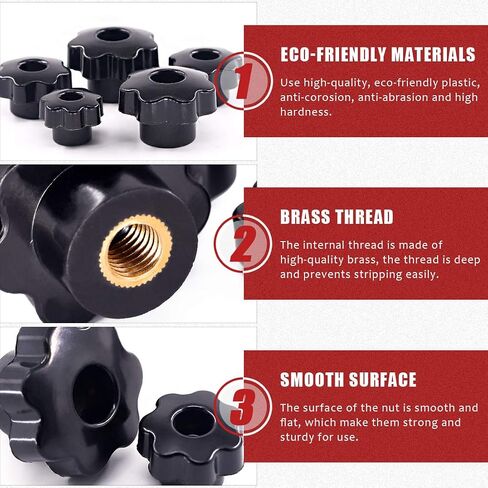 Hilitchi Plastic Screw On Type Knurled Clamping Nuts Knob Handle Star Knob Assortment Kit in Saudi Arabia