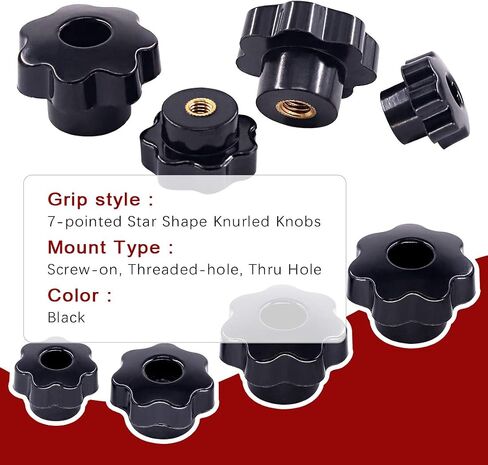 Hilitchi Plastic Screw On Type Knurled Clamping Nuts Knob Handle Star Knob Assortment Kit in Saudi Arabia