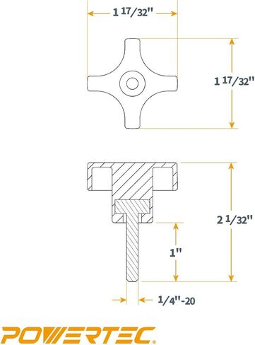 مقبض POWERTEC QNB3008 مرصع بـ 4 نقاط، 1/4 بوصة - 20 مقبض ملولب - 5 عبوات in Saudi Arabia
