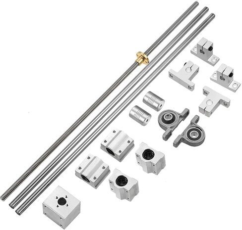 N/C 2PCS 500mm Linear Motion Rod Shaft Guide and (500mm) 8mm Lead Screw and 4PCS SK8 Shaft Support and 4PCS SCS8UU Bearings and 2PCS KP08 and 2PCS Flexible Shaft Couplings 15PCS in Saudi Arabia