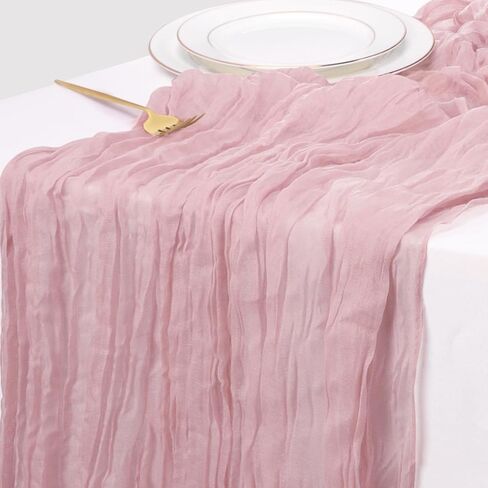Cheesecloth Table Runner, 10FT Dusty Pink Gauze Table Runner for Girl Baby Shower Bridal Shower Decorations Tea Party Table Centerpiece Decorations in Kuwait