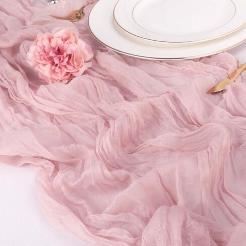 Cheesecloth Table Runner, 10FT Dusty Pink Gauze Table Runner for Girl Baby Shower Bridal Shower Decorations Tea Party Table Centerpiece Decorations in Kuwait