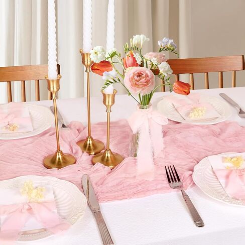 Cheesecloth Table Runner, 10FT Dusty Pink Gauze Table Runner for Girl Baby Shower Bridal Shower Decorations Tea Party Table Centerpiece Decorations in Kuwait