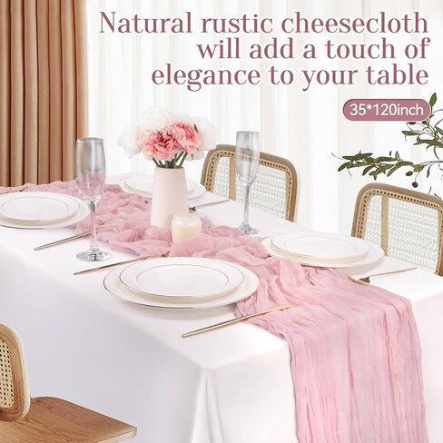 Cheesecloth Table Runner, 10FT Dusty Pink Gauze Table Runner for Girl Baby Shower Bridal Shower Decorations Tea Party Table Centerpiece Decorations in Kuwait